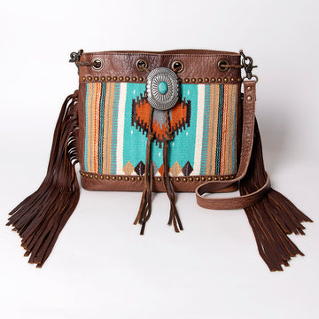 American Darling Cross Body Saddle Blanket Fabric Genuine Leather Western Women Bag | Handbag Purse Crossbody for Cute